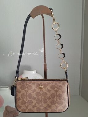 NWT Coach Nolita 19 In Signature Canvas tan/brown plus extended chain